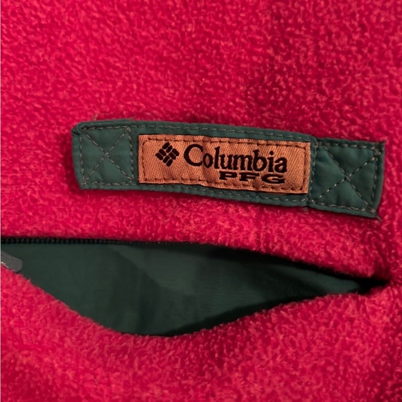 Columbia PFG Fleece Pullover, pink with blue trim, size M - Picture 7 of 9